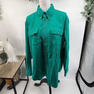 Vintage Heavy Cotton Flannel Long Sleeve Button Down Shirt Size L